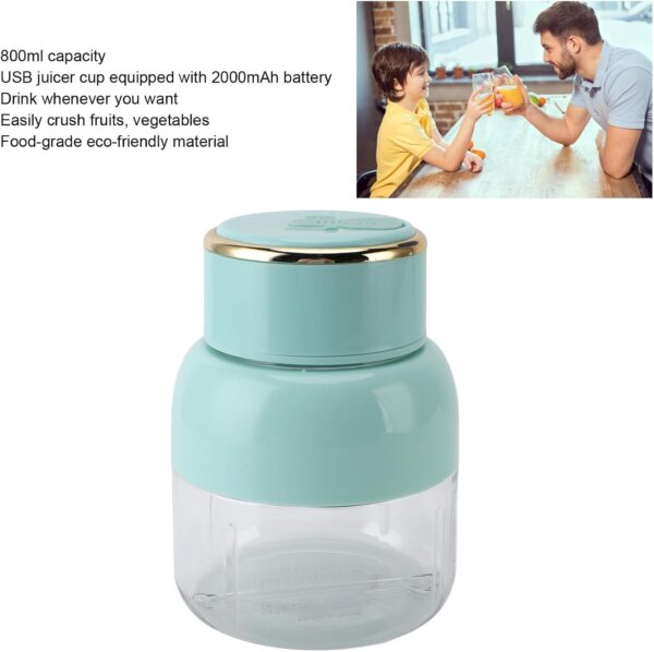 Batidora Portátil Usb Recargable Cuchillas De Acero Inoxidable 800 ML - Imagen 4