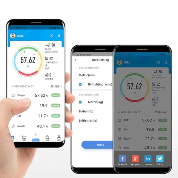 Balanza Digital Bluetooth 180kg Control de Peso Inteligente - Imagen 2