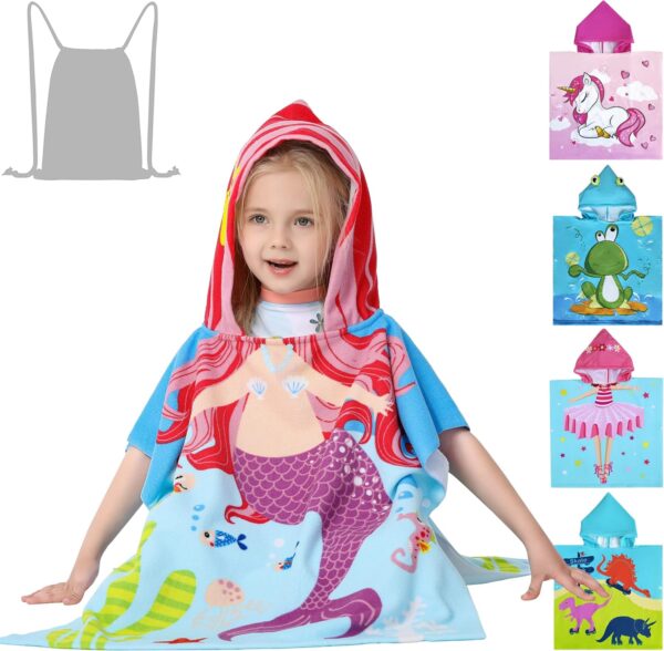 Bata Toalla Poncho De Microfibra Infantil Niños Piscina Playa - Imagen 2