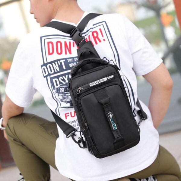 Morral Elegante Tipo Mochila Antirrobo De Hombre Pechera Usb - Imagen 3