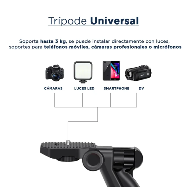 Kit de Grabación Vlogger 4 en 1 Mini Trípode + Micrófono + Control Luz Led + Disparador Bluetooh 3.0 - Imagen 4