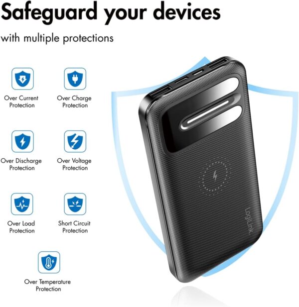 Batería Externa de 11000 mAh USB y Tipo C + Carga inalámbrica QI - Imagen 2