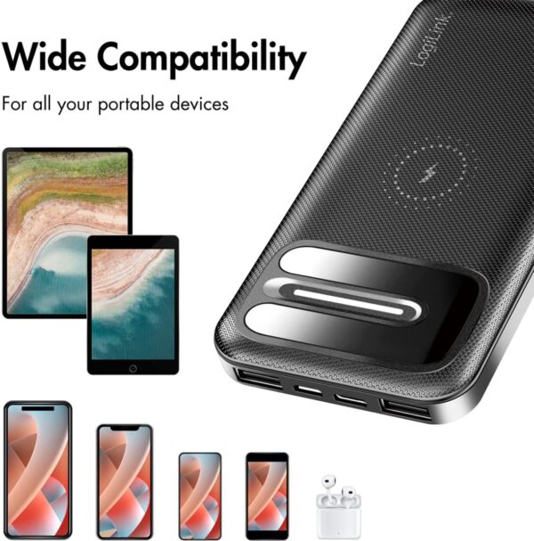Batería Externa de 11000 mAh USB y Tipo C + Carga inalámbrica QI - Imagen 6