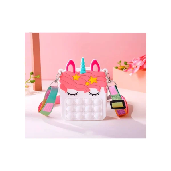 MINI CARTERA MORRAL POP IT ANTI ESTRÉS UNICORNIO BLANCO - Imagen 2
