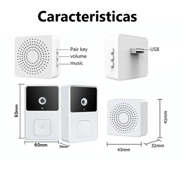 TIMBRE INALÁMBRICO CON CÁMARA HD EXTERIORES CON VISIÓN NOCTURNA - Imagen 5