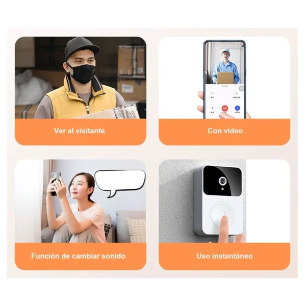 TIMBRE INALÁMBRICO CON CÁMARA HD EXTERIORES CON VISIÓN NOCTURNA - Imagen 7