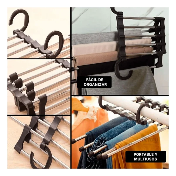 Colgadores De Pantalones Para Closet 5 en 1 Negro